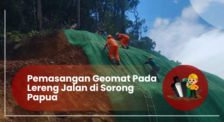 Pemasangan Geomat Pada Lereng Jalan di Sorong Papua