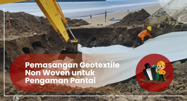 Pemasangan Geotextile Non Woven untuk Pengaman Pantai