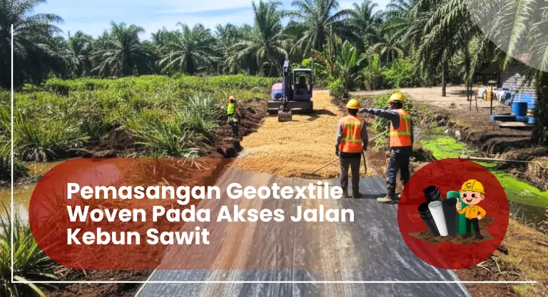 Pemasangan Geotextile Woven Pada Akses Jalan Kebun Sawit